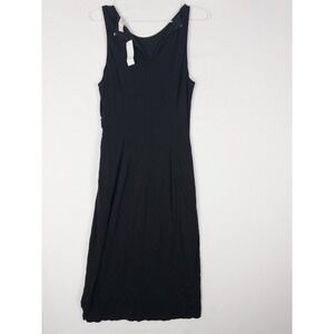 NWT Loft Dress Womens S Black‎ Casual Minimalist Sleeveless Ruffle Lyocell Rayon